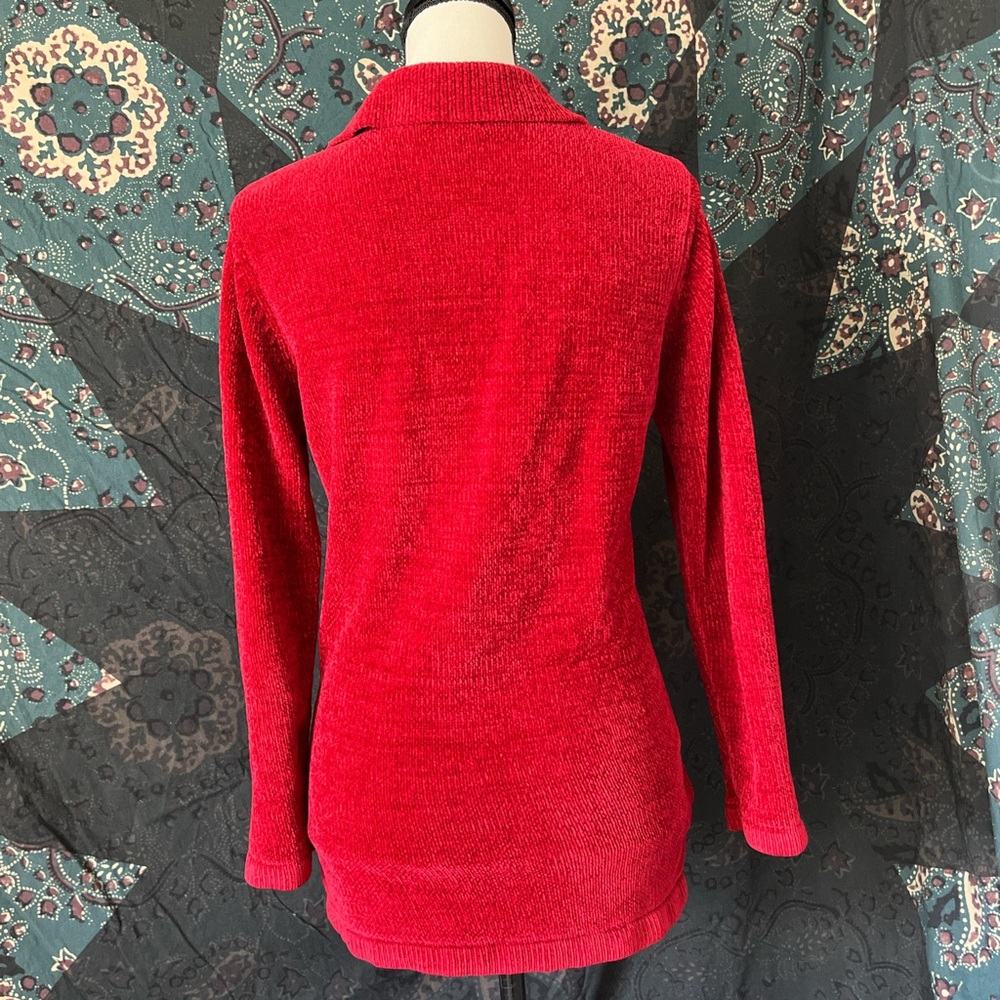 Cherry Red Button Up Cardigan - image 4